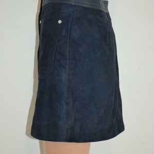 NOORA NWT Navy Blue Suede 'Soggy Skirt' Mini Skirt vintage suede skirt retro skirt suede mini skirt SJ150 - Noora International