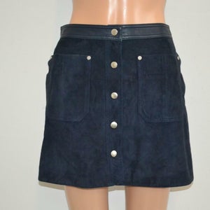 NOORA NWT Navy Blue Suede 'Soggy Skirt' Mini Skirt vintage suede skirt retro skirt suede mini skirt SJ150 - Noora International