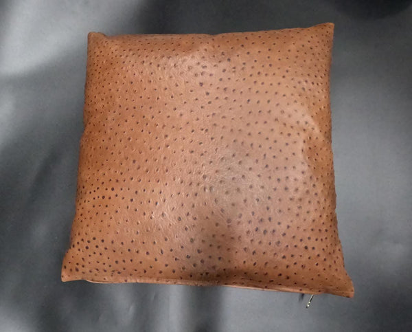 NOORA Ostrich Print leather Pillow Cover Square Tan Brown Leather Pillow Cover Decorative Throw Covers for Living Room & Bedroom Home Décor | JS45 - Noora International