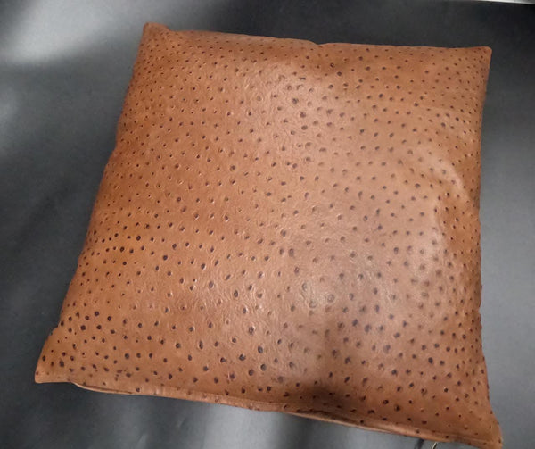 NOORA Ostrich Print leather Pillow Cover Square Tan Brown Leather Pillow Cover Decorative Throw Covers for Living Room & Bedroom Home Décor | JS45 - Noora International