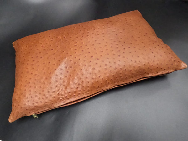 Noora Ostrich Print Tan Leather Cushion Cover | Home & Living Decor | Rectangle Shape Throw Pillow Cover | Housewarming Decor | JS44 - Noora International