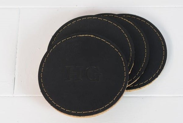 NOORA Personalized Leather & Cork Coaster set| Custom Corporate Gifts | Housewarming Leather Gift for Wedding, Anniversary,Home | Groomsmen Gift | ST0159 - Noora International