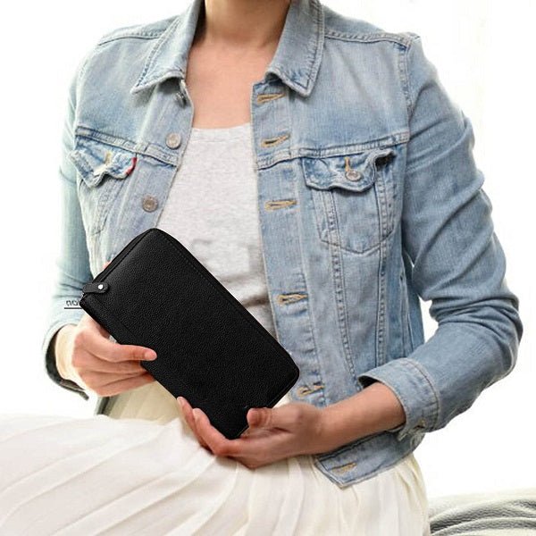 NOORA personalized wallet for Unisex ,BLACK Leather Passport and Card Holder, Travel Wallet , Money Wallet | Men's Gift - SK6 - Noora International