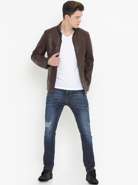Noora Real Lambskin Dark Brown Leather Jacket Men's Leather Stylish Smart Fit Leather Jacket NI-67 - Noora International
