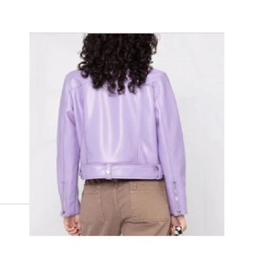 Noora Real Women's Biker Jacket with Zipper, Lavender Lambskin Leather Jacket, Western Style Party Wear Jacket - Noora International