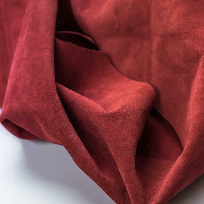 Red Split Suede, Calf skin suede, soft leather Hides bags and shoes