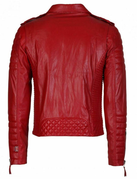 NOORA Rockstar Red Leather Jacket Designed For Men -100% Slim Fit BS11 - Noora International