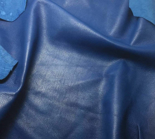 NOORA ROYAL BLUE Lambskin Leather Genuine Cowhide Slightly Firm Leather 5 SqFt WA57 - Noora International
