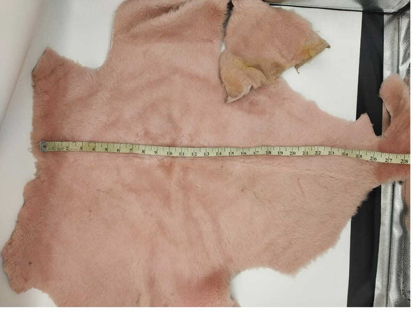 NOORA Sheep skin shear ling leather hide fur skin Hair on Salmon Pink Soft hair on hide Lambskin Leather 5+Sqft WA70 - Noora International