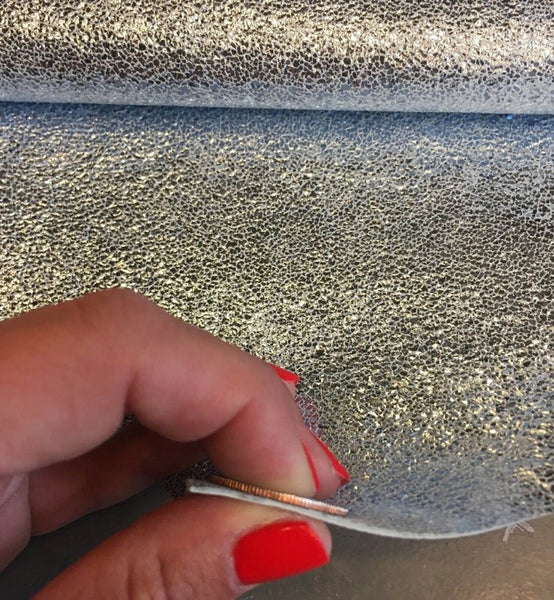 NOORA Silver Leather Hide Blue Tone Metallic Skins Soft Upholstery Material,Arts Craft Supplies 5 SQF - Noora International