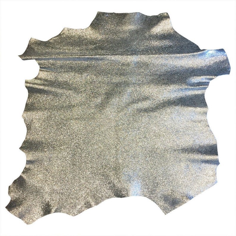 Silver Leather Hide Blue Tone Metallic Skins Soft Upholstery Material, Arts Craft Supplies 5 Sqf