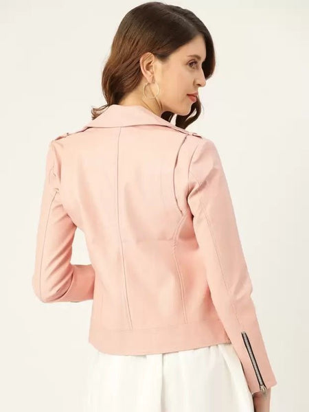 Noora Stylish Women's BABY PINK JACKET Full Sleeve Solid Bike Riding Jacket | Best Gift for Her | SN017 - Noora International