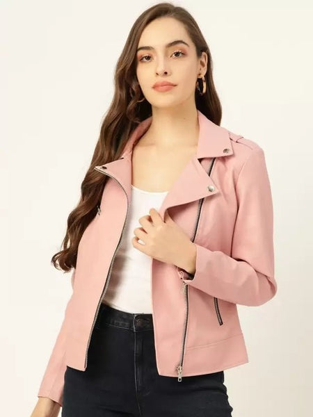 Noora Stylish Women's BABY PINK JACKET Full Sleeve Solid Bike Riding Jacket | Best Gift for Her | SN017 - Noora International