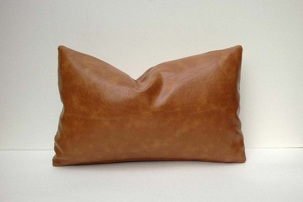 NOORA Tan Genuine Leather Cushion Cover Leather Pillow Case, inches Dark Tan Brown, Plain Rectangle Leather Pillow Cover ALL SIZE SP284 - Noora International