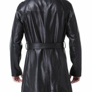 NOORA vintage 80s Genuine Black Real Leather Trench Mac Coat spy Jacket Long Coat | Leather Jacket | Officers Long Coat SJ414 - Noora International