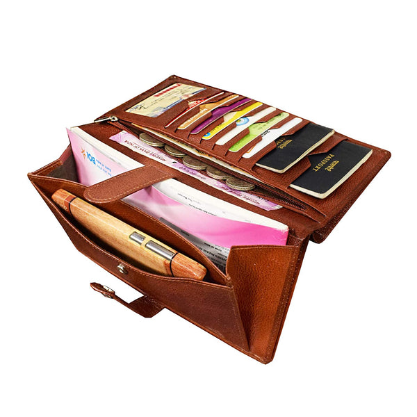 NOORA wallet for Men and Women| Brown Color Wallet| Cheque Book Holder| Card Credit Card Holder - Noora International