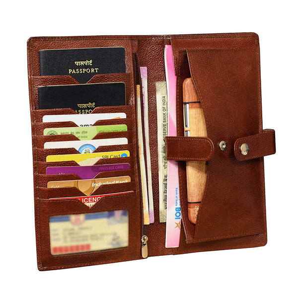 NOORA wallet for Men and Women| Brown Color Wallet| Cheque Book Holder| Card Credit Card Holder - Noora International