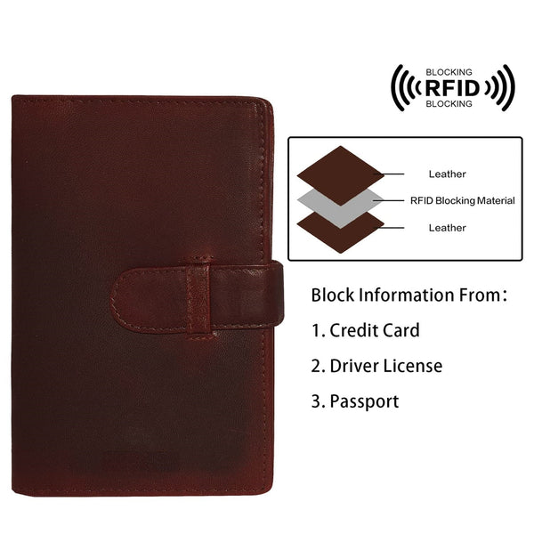 NOORA wallet for men's, Custom Wallet, BURGUNDY Leather purse, Passport Holder with Hoop Closure - Noora International