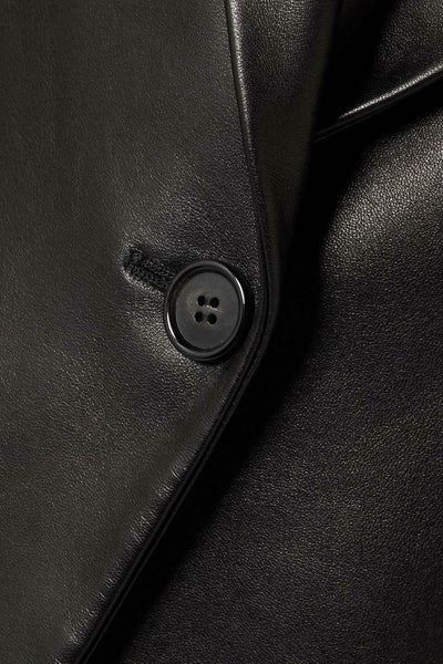 Noora Women German Business Coat Biker Motorcycle Lambskin Black Leather Jacket QD832 - Noora International
