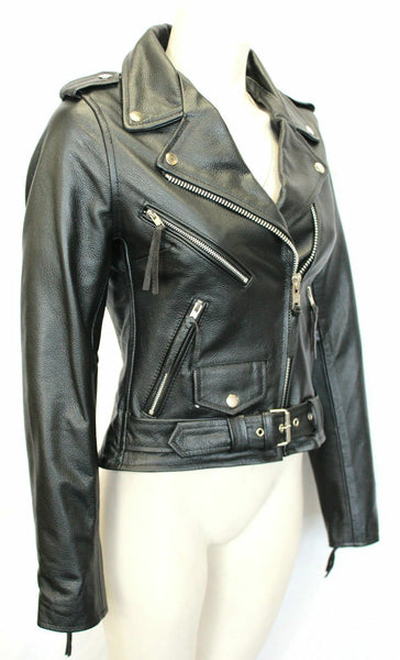 NOORA Women Ladies Leather Jacket Coats Zip Up Biker Flight Casual BS-105 - Noora International