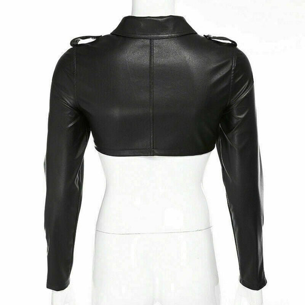 Noora Women Sexy Steampunk Goth Bolero Long Sleeve Shrug Jacket Leather SJ175 - Noora International