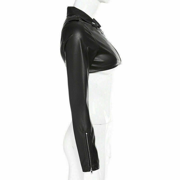 Noora Women Sexy Steampunk Goth Bolero Long Sleeve Shrug Jacket Leather SJ175 - Noora International