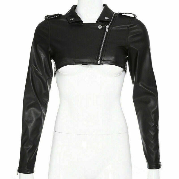 Noora Women Sexy Steampunk Goth Bolero Long Sleeve Shrug Jacket Leather SJ175 - Noora International
