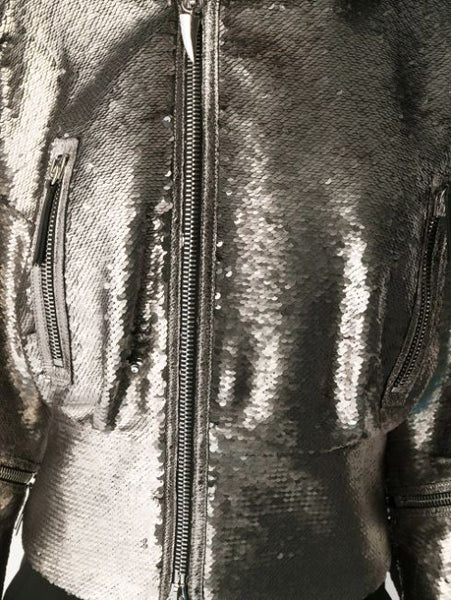 NOORA Women Sparkle Black Leather Jacket | Lambskin leather biker jacket | Shiny & Glitter Jacket YK048 - Noora International