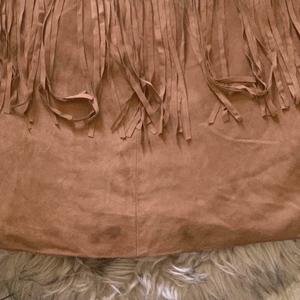 NOORA Women Suede Leather Mini Skirt, Brown Riley Fringed Cowgirl Mini SKIRT, Short Skirt-SJ149 - Noora International