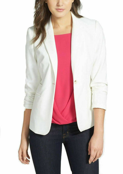 Noora WOMEN WHITE BLAZER COAT REAL LAMBSKIN LEATHER SLIM FIT JACKET COAT WA604 - Noora International