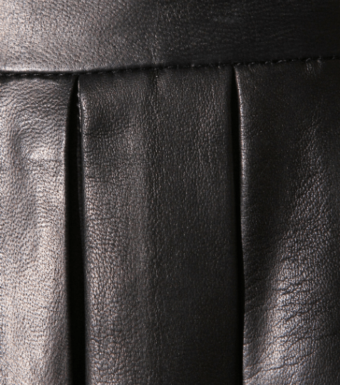 Noora Women's Black Lambskin Knife Pleated Leather Skirt | Designer Black Above Knee Leather Skirt | Black knife pleated mini skirt SU0105 - Noora International