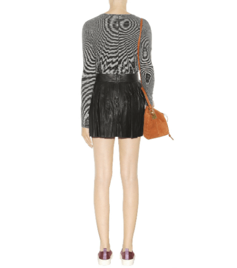 Noora Women's Black Lambskin Knife Pleated Leather Skirt | Designer Black Above Knee Leather Skirt | Black knife pleated mini skirt SU0105 - Noora International