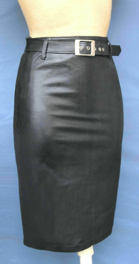 Noora Women's Black Lambskin Leather Pencil Formal Skirt | Black Belted Formal Meeting Wear Leather Skirt SU0110 - Noora International