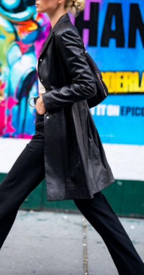 NOORA Womens Black Leather Long Open Trench Coat | Winter Wear Trench Coat | Designer Trench Coat | ST094 - Noora International