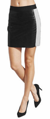 Noora Womens Black & White Beautiful Combination Leather Skirt| A Line Black Leather Skirt | Designer Above Knee Black skirt SU0104 - Noora International