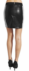 Noora Womens Black & White Beautiful Combination Leather Skirt| A Line Black Leather Skirt | Designer Above Knee Black skirt SU0104 - Noora International