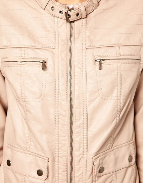 Noora Women's Blush Biker Leather Jacket | Stylish Party Wear Jacket for Women ST0323 - Noora International