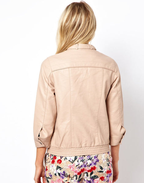 Noora Women's Blush Biker Leather Jacket | Stylish Party Wear Jacket for Women ST0323 - Noora International