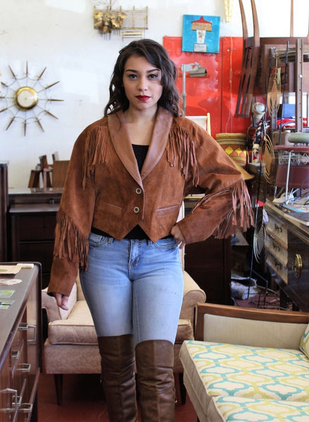 Noora Womens Brown Lambskin Suede Leather Fringe Jacket | Tan Brown Biker Fringe Jacket | Suede Fringe Jacket - Noora International