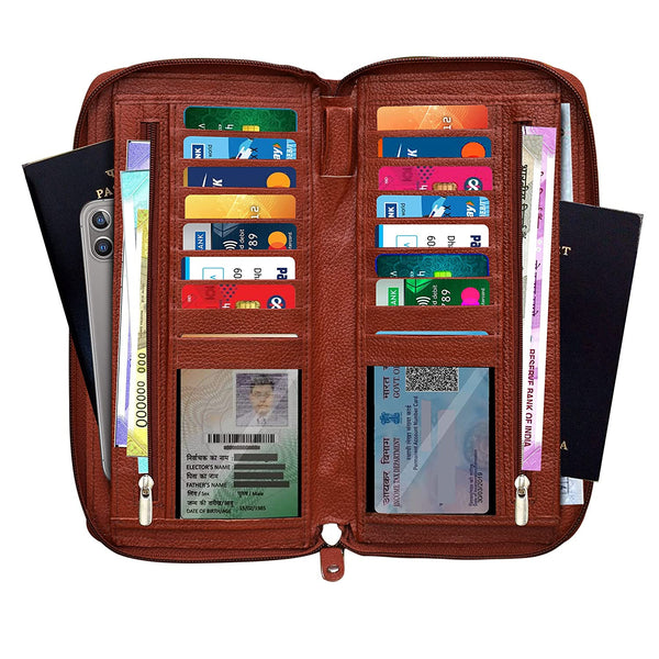 NOORA Women's Brown wallet, Document Holder, Credit,Debit,ATM Card Holder, Cheque Book, Passbook Holder- SK8 - Noora International