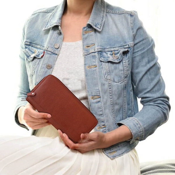 NOORA Women's Brown wallet, Document Holder, Credit,Debit,ATM Card Holder, Cheque Book, Passbook Holder- SK8 - Noora International