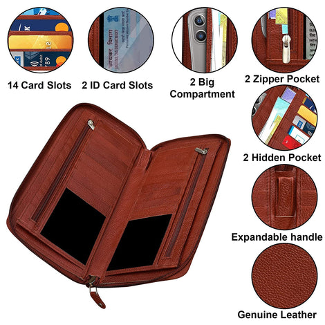 Women's Brown wallet, Document Holder, Credit, Debit, Atm Card Holder, Cheque Book, Passbook Holder