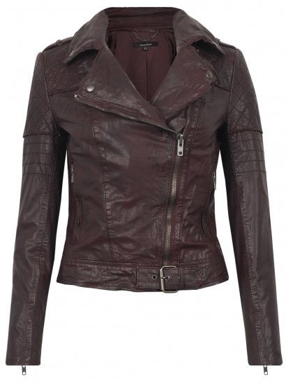 Noora Women's burgundy Biker Leather Jackets ST0258 - Noora International