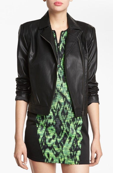 Noora Women's Classic black leather jacket ST0308 - Noora International