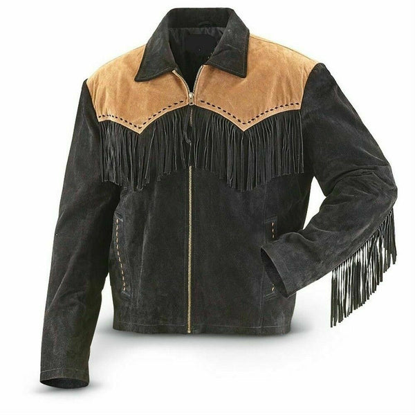 NOORA Womens Cowboy Black Cowhide Leather Jacket Studded Western Wear WA162 - Noora International