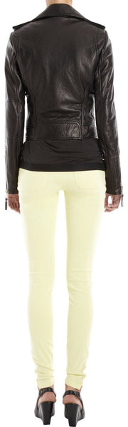 Noora Women's Cropped and fitted Black Lambskin Leather jacket ST0206 - Noora International