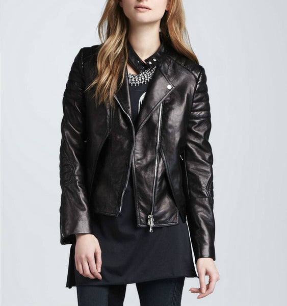 Noora Women's Edgy Motorcycle leather jacket ST0202 - Noora International