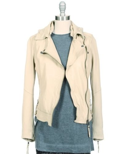 Noora Women's Genuine Lambskin Ivory Leather Jacket | Handmade Stylish Biker Leather Jacket ST0325 - Noora International