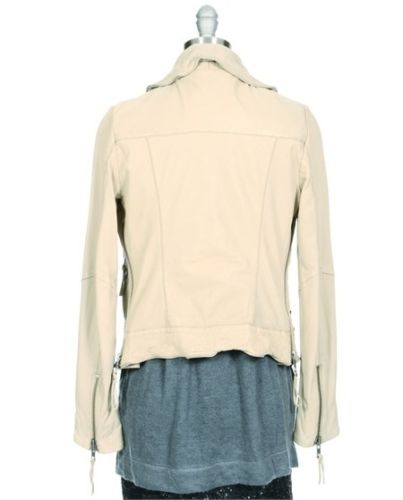 Noora Women's Genuine Lambskin Ivory Leather Jacket | Handmade Stylish Biker Leather Jacket ST0325 - Noora International