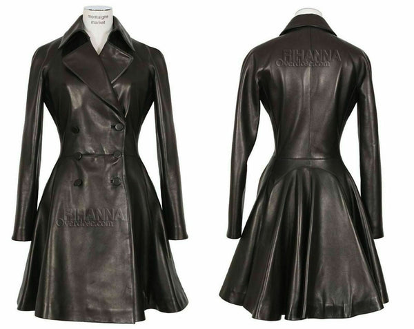NOORA Women's Genuine Leather Pure Soft Lambskin Trench Coat Long Jacket JK2 - Noora International
